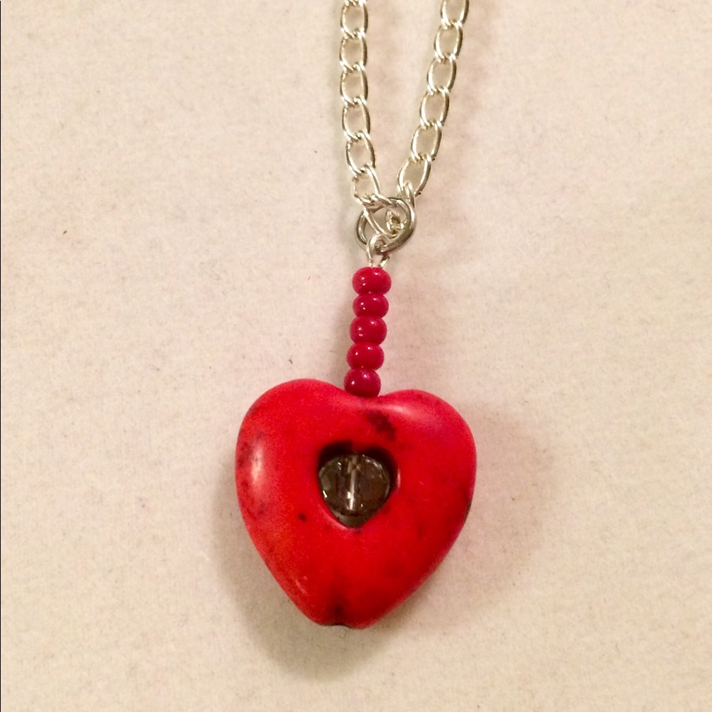 Red Heart gemstone necklace